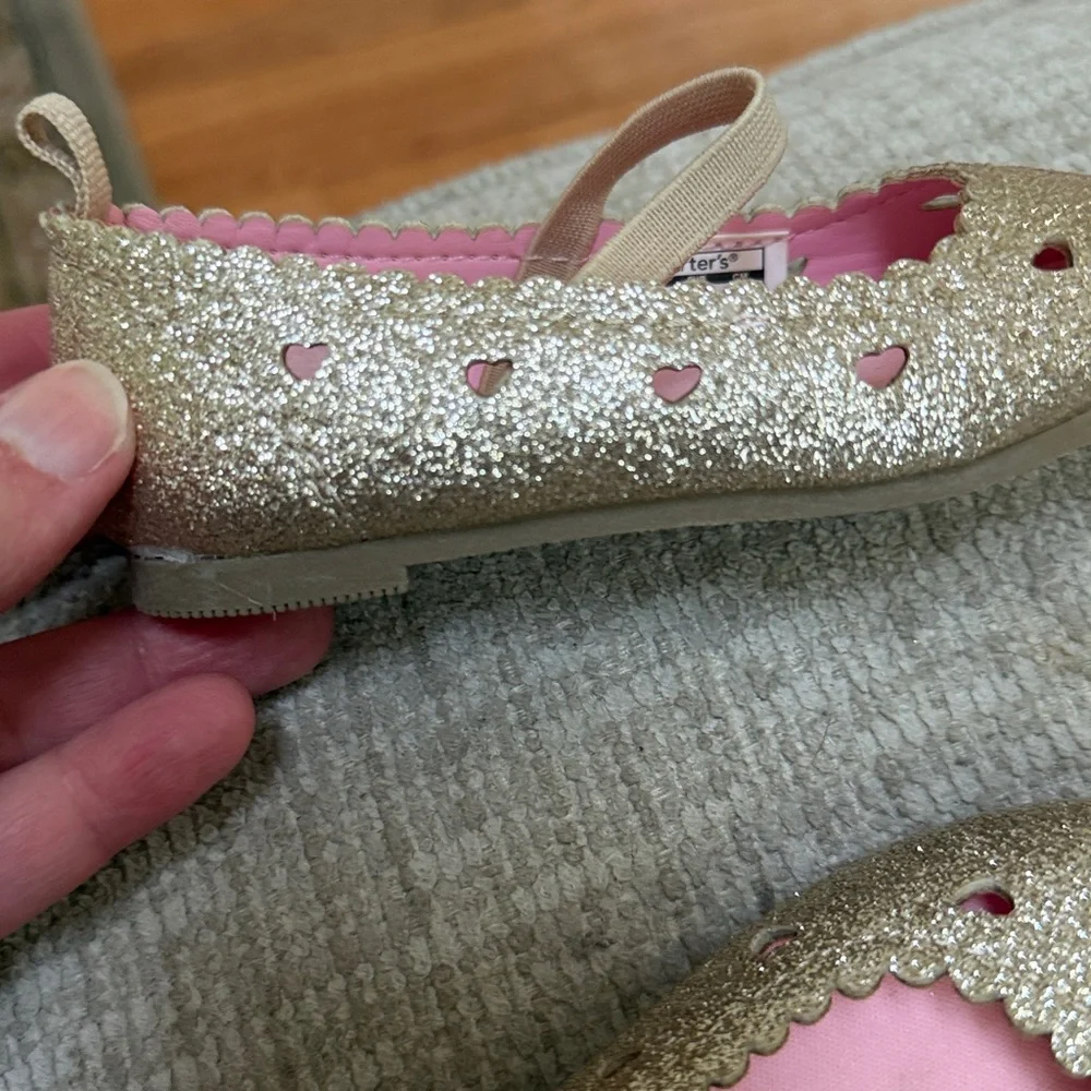 Carter's Gold Glitter Girls Mary Jane Shoes with Pink Lining